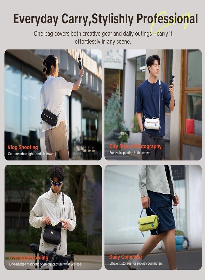 PGYTECH OneGo Pocket Sling for DJI Osmo Pocket 3, Portable Splashproof Everyday Carry Case with Detachable Strap, 2L, 3-Layer Storage Carrying Bag for Smartphones & Action Cameras Accessories, Black - Image 5